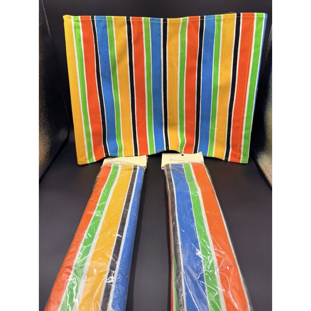 Pier 1 Imports Director's Chair Cover Rainbow Stripes 100% Cotton 2 New 1 Open